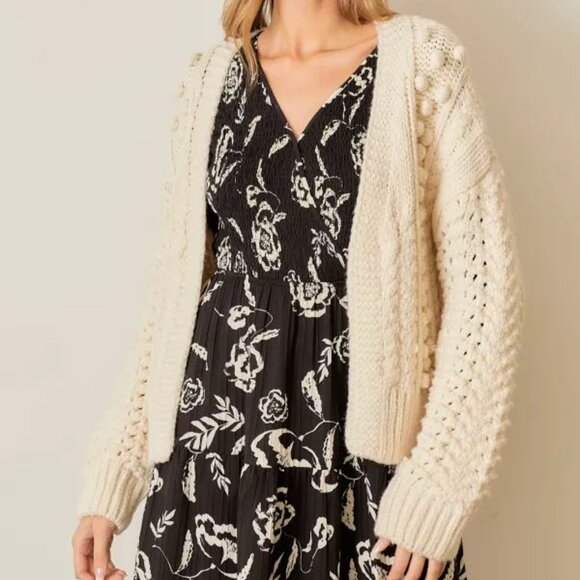 Women's Cream Chunky Knit Cardigan Polagram Size Large NWT - Picture 2 of 5